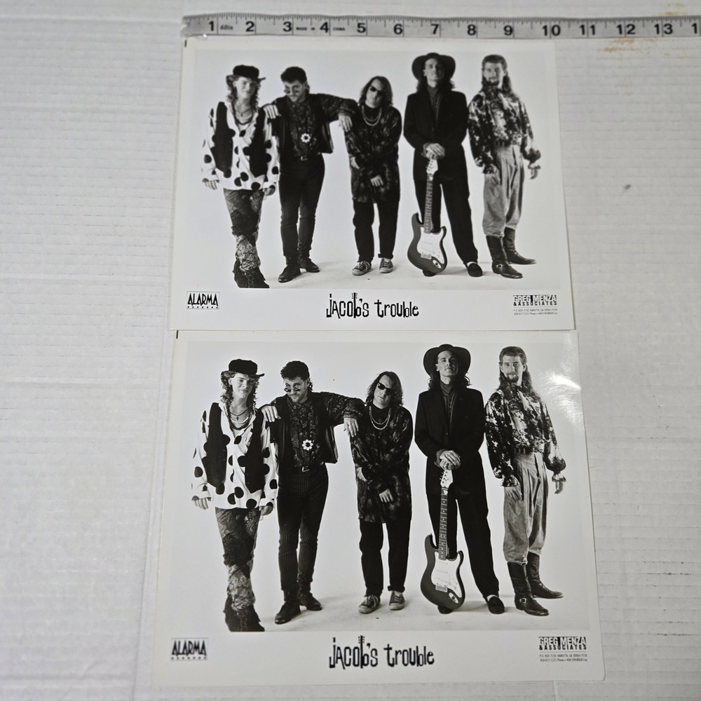 VINTAGE Jacobs Trouble Promo Photo Lot of 2 8x10 Alarma Records 1990s CCM Band